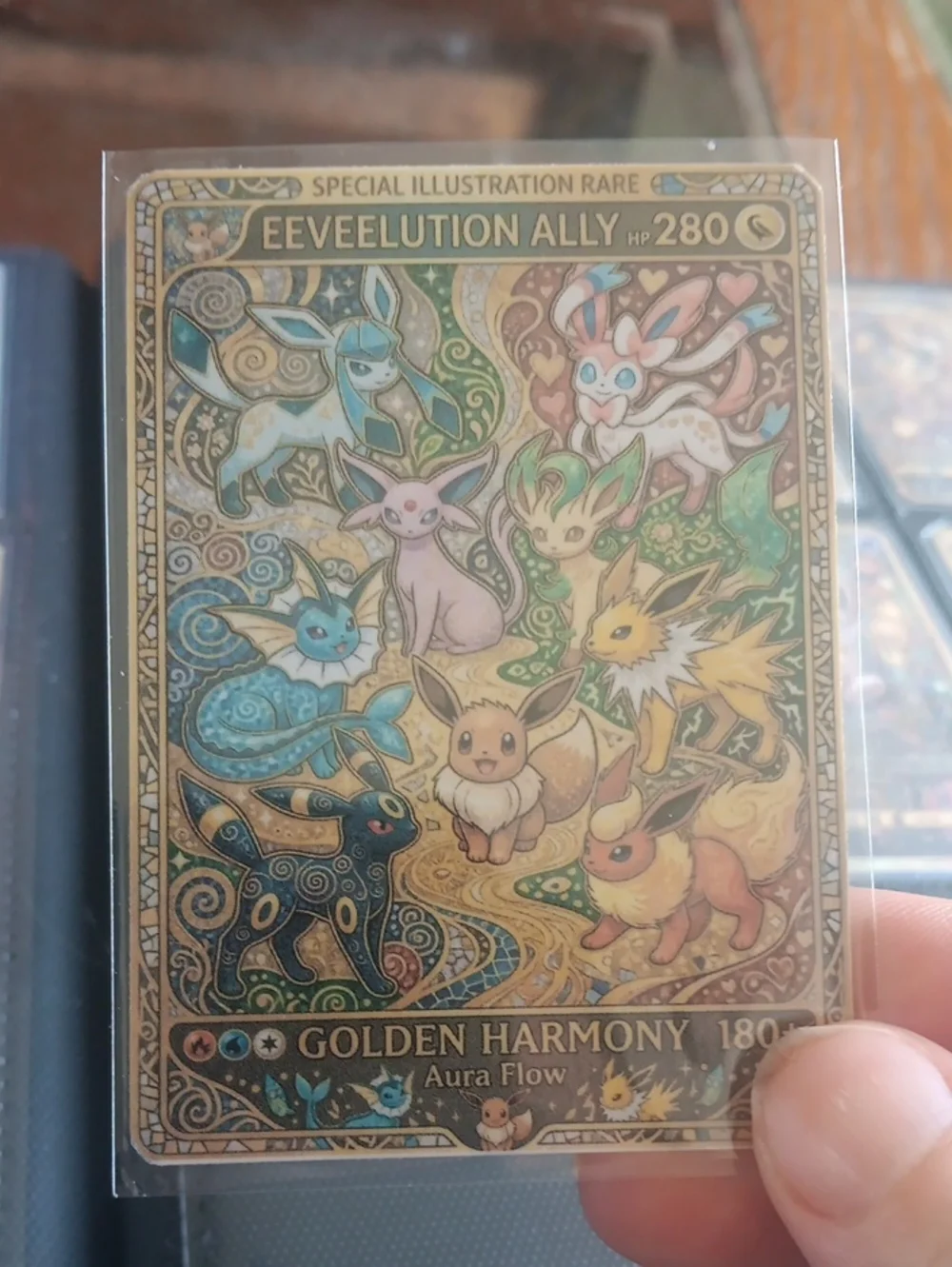 Pokemon Eeveelution Ally Gold-Toned Multicolor Trading Card